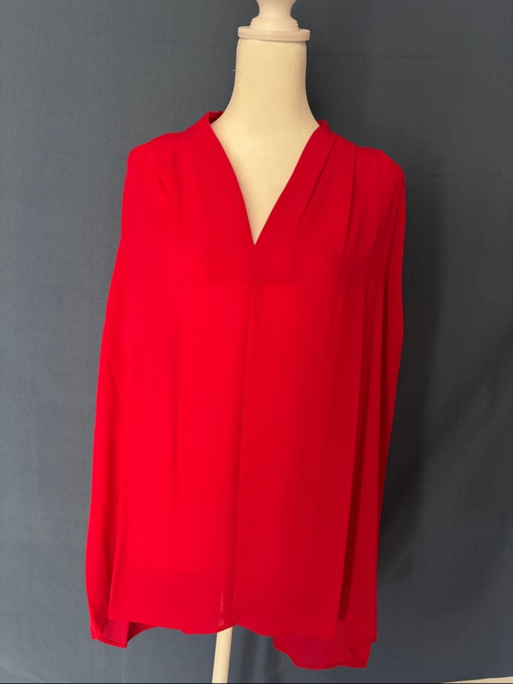 Alex Marie Bright Red V-Neck Flowing Blouse